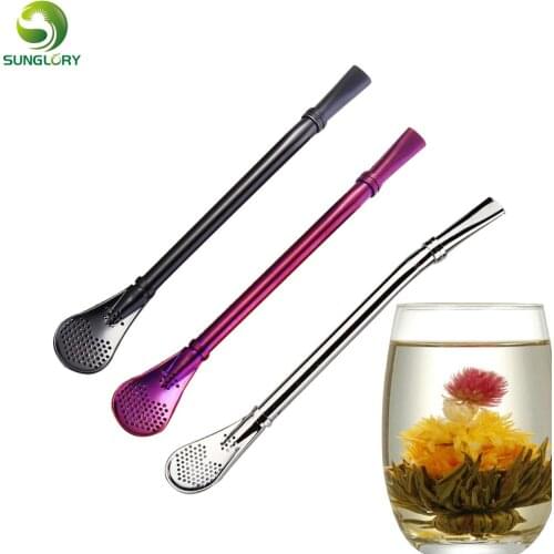 3Pcs/Lot Stainless Steel Tea Yerba Mate Straws Washable Tea Bombilla Gourd Reusable Drinking Straws Filtered Spoon Tea Infuser