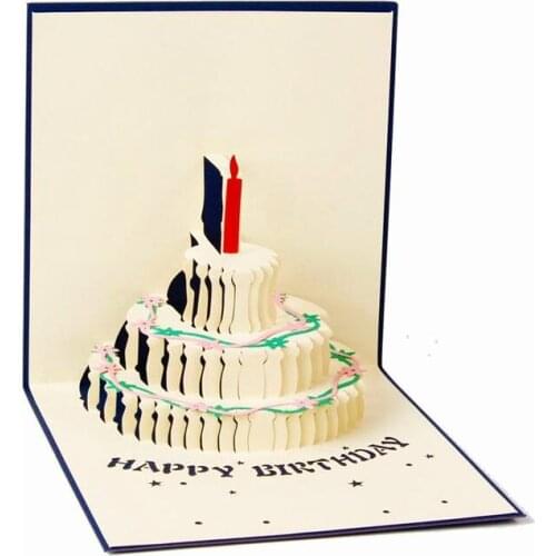 3D Pop Up Greeting Card Handmade Happy Birthday Easter Valentines Day Cake candle invitation gift cards party festive supplies