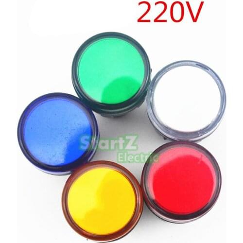 5PCS AC/DC 220V 22mm Thread LED for Electronic Indicator Signal Light Five color optional ,default red AD16-22