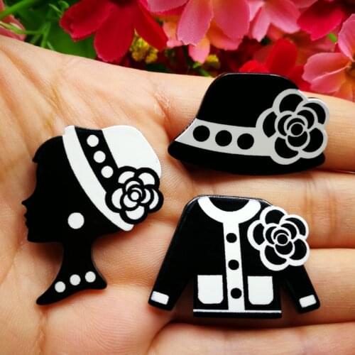 60pcs/Lot Mixed Lady Clothes Hat Planar Resin Cabochons Flat Back Scrapbooking DIY Hair Bow Center Flatback Decoration Crafts
