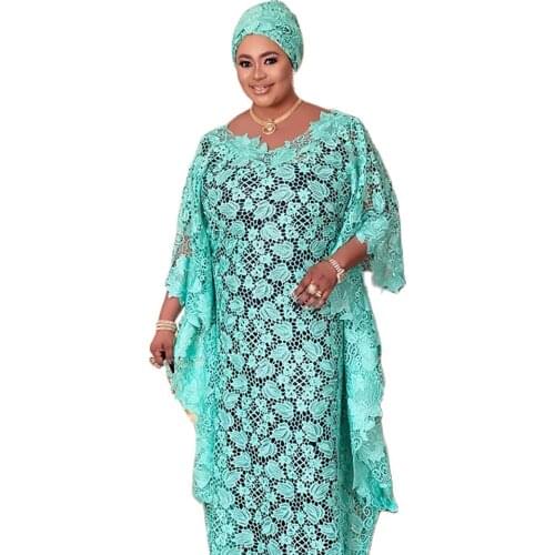 Womens Fashion Classic design African clothes Dashiki robe lace Water soluble fabrics free size have Inside Loose long dresses