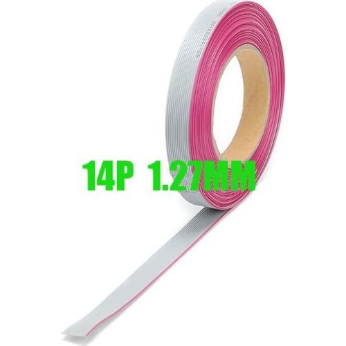 Free shipping 10M 14 Way Flat Grey Cable Wire 14P 1.27MM Pitch Extension Flat Grey Ribbon Cable Wire For Raspber flat wire cabl