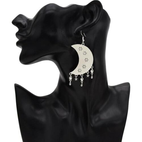 Bohemian Moon Star Drop Earrings for Women Rhinestone Statement Earring pendientes Vintage Tribal Wedding Party Jewelry