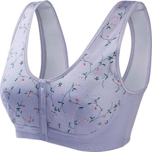 Vest Bra Floral Print Push Up Brassiere No Underwire Front Buckle Bra for Sleeping