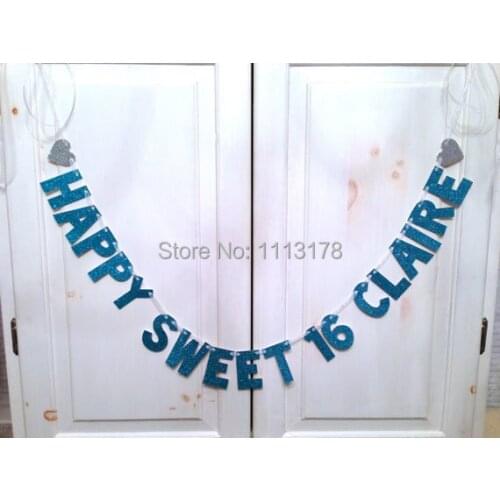 Cheap Custom Sweet 16 Birthday Banner -- Birthday Party Decoration / Photo Prop garland