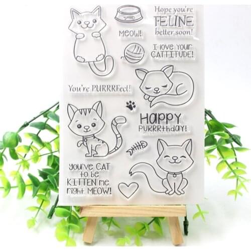 KSCRAFT Lovely Cats Transparent Clear Silicone Stamps for DIY Scrapbooking/Card Making/Kids Fun Decoration Supplies 367