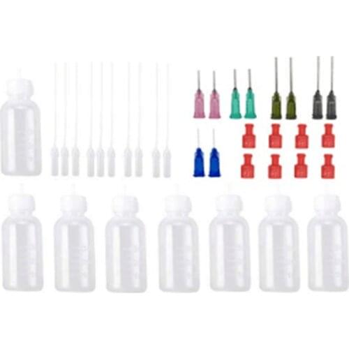 28Pcs/Set Dispensing Needle Kits Blunt Tip Syringe Dropper Plastic Liquid Squeeze Bottle For Refilling Welding Glue Applicator