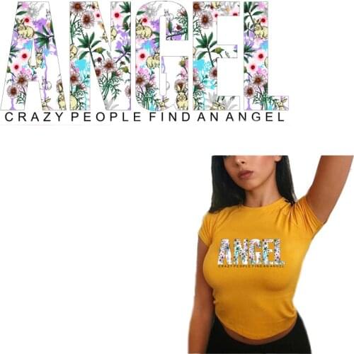 ANGEL Word Letter Appliqued Sticker On Clothes DIY A-level Washable Iron On Transfers Vinyl Decor For Women T-shirt Accessory