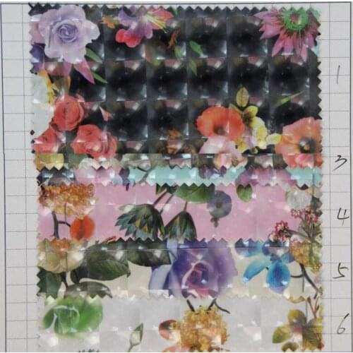 Factory wholesale faux PVC leather cat eyes flowers handbag shoes decoraiton 3D printed leather fabric material