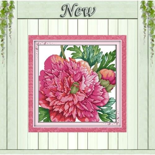 Peony red flowers beautiful decor Paintings Counted Printed on canvas DMC 14CT 11CT Cross Stitch Needlework Kits Embroidery Sets