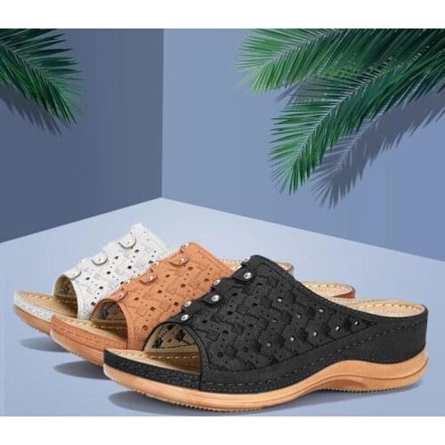 Women Low Heel Shoes Summer Open Toe Comfy Sandals Casual Wedges Non-Slip Slippers Sandalias Mujer
