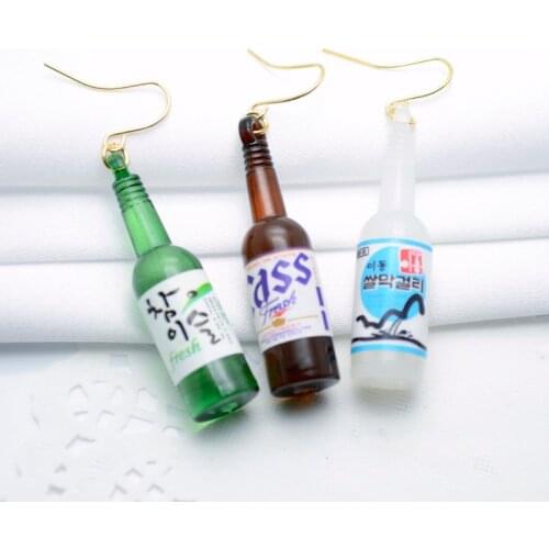 SPINNER Cute Style New Beer Bottle Shaped Earrings Harajuku Sake Earrings For Women Jewelry Gift
