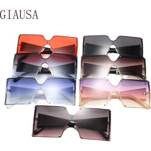 GIAUSA European and American personality Sunglasses square one-piece Sunglasses Street Photo night vision glasses
