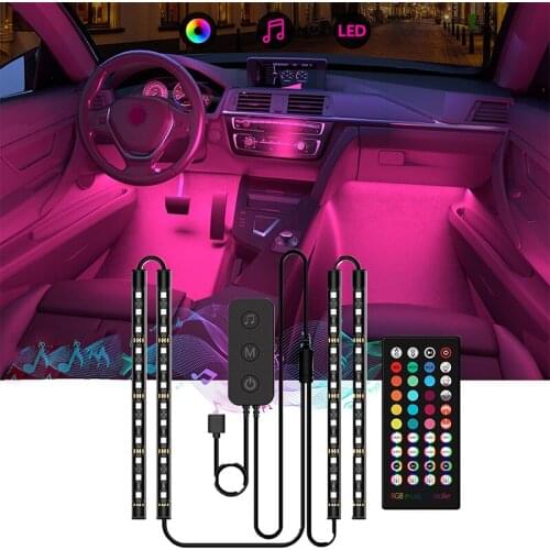 Led Car Foot Ambient Light With USB Cigarette Lighter Music Control App RGB Auto Interior Decorative Atmosphere Lights