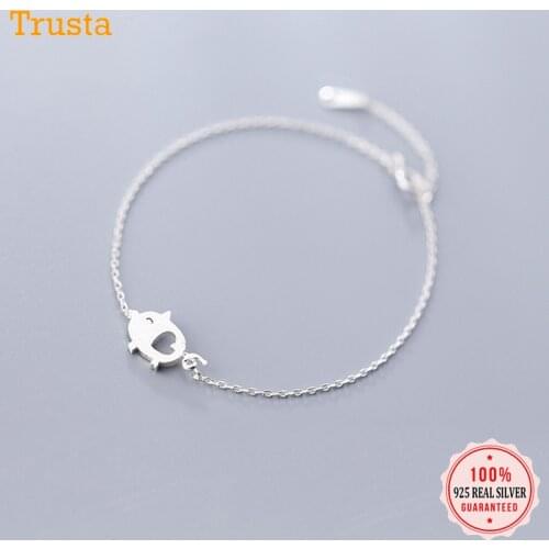 Trustdavis Authentic Minimalist 925 Sterling Silver Fashion Drawing Love Pig Bracelet For Women Wedding Party Fine Jewelry DA49