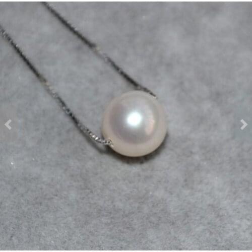 Unique Pearls jewellery Store Genuine Pearl Necklace 8mm White Round Freshwater Pearl 925 Sterling Silver Necklace Fine Jewelry
