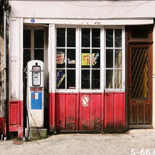 Old Vintage Wood Window Door cottage Gas Filling Station Yard Backgrounds Vinyl cloth Computer printed wall backdrop