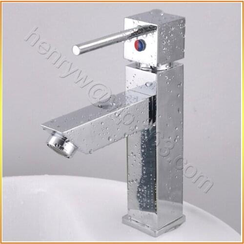 X8029B - Luxury Deck Mounted Chrome Color Hot & Cold Water Brass Bathroom Vanity Square Faucet