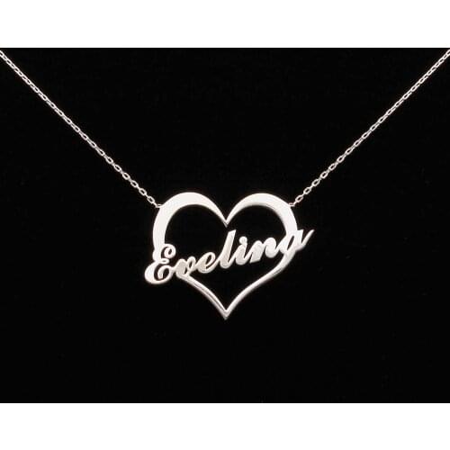 Custom Name Heart Necklace Personalized Stainless Steel Silver Color Nameplate Pendant Necklace Women Jewelry Best Friends Gifts