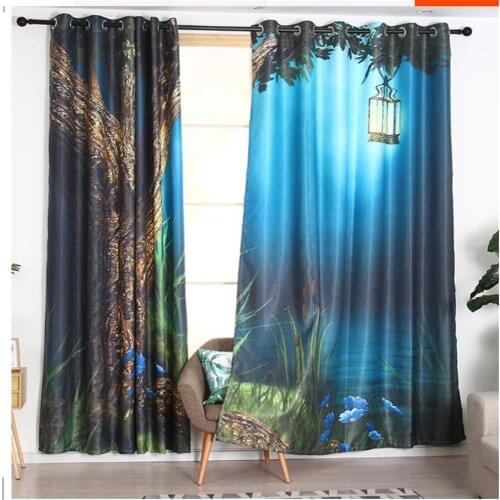 3d curtains Cartoon forest curtains night childrens room boy girl room cute cartoon shading custom printed curtains