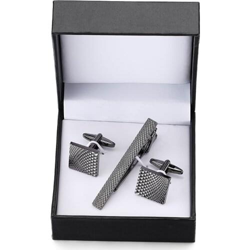 1 new luxury brand Cufflinks tie clip black metal laser Cufflinks tie clip, classic boutique gift set free shipping