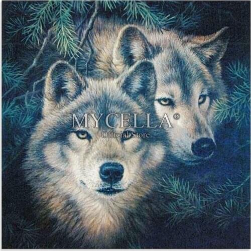 Animals 5D DIY Diamond Painting Wolves Cross Stitch Needlework Full Round Rhinestone Mosaic Diamond Embroidery Crafts Home Decor