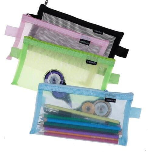 1PCS 21*12cm Women Girls Makeup Bags Fashion Simple Transparent Mesh Cosmetic Bag Travel Pouch Pencil Case