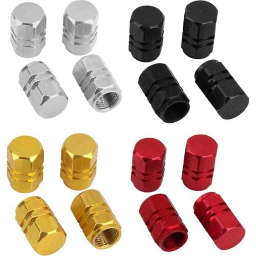 16 Pieces Tire Valve Caps Valve Cap Dust Caps Metal Cap For Truck Car Motorcycle Bike, Red + Black + Silver + Gold, Φ 9mm