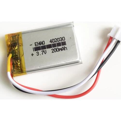 3.7V Lipo polymer battery Rechargeable 200mAh 402030 JST 2.0mm 3Pin customized wholesale CE FCC ROHS MSDS quality certification
