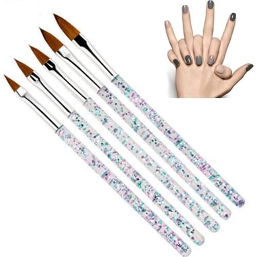 3PCS/5PCS kolinsky Nail Art Brush Crystal Acrylic Thin Liner Drawing Pen UV gel Painting Stripes Flower Nail Art Manicure Tools