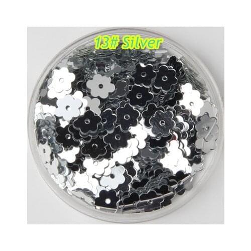 3000pcs/lot PVC Sequins 6mm Flower With 1 Center Hole Plum Blossom Flat Loose DIY Sewing Materials 13# Silver Confetti