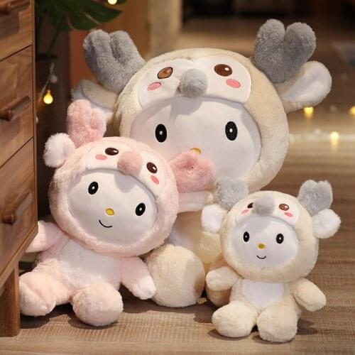 35-80cm Lovely Deer Plush Toys Stuffed Soft Animal Deer Pillow Cartoon Elk Dolls Cute Toy for Girls Baby Birthday Christmas Gift