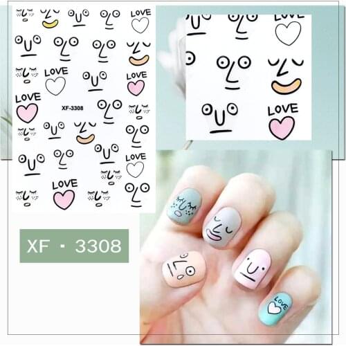 3D Cartoon Abstraction Nail Art Decoration Stickers Love Heart Decals Manicure Design Nails Sticker DIY Abstract Art Decals Tips