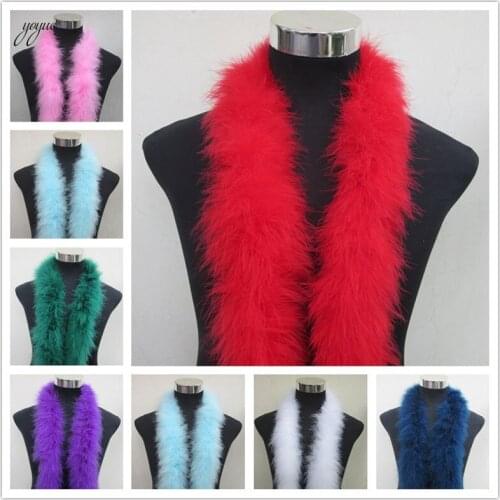 YOYUE 50g 20meters Long Fluffy Turkey Feather Boa Dyed Feather Strip For Party/carnival Costumes/party Shawl Ostrich feather Boa