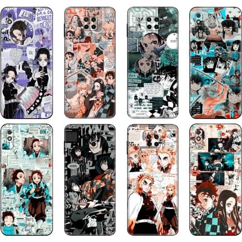 Black tpu Case For Xiaomi Redmi 7A 8 8A 9A 9C Case Redmi Note 8T 8 Pro T Note 9 9S 9Pro Case Kimetsu No Yaiba Demon Slayer Anime
