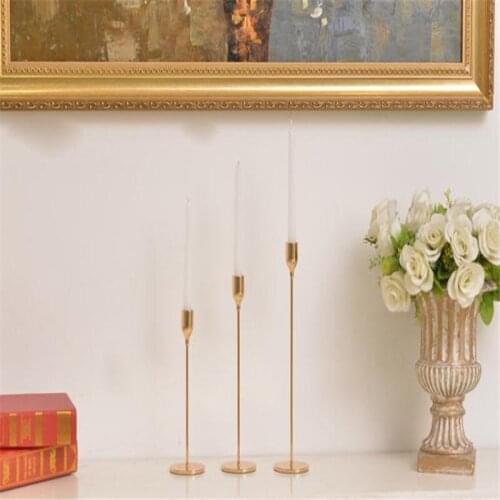 3 Pcs/ Set European Metal Candle Holder Simple Golden Wedding Decoration Bar Party Living Room Decoration Home Decoration