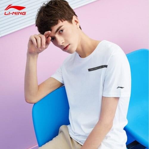 Li-Ning Men Short Sleeve Shirt Summer New Fast Dry Running Round Neck Shirt Loose Fit LiNing li ning Comfort Sports Tee Tops