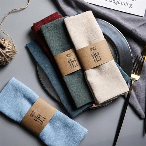 Cotton Linen Cloth Table Napkin Polyester Handkerchief Cloth for Diner Party Xmas Solid Cup Dishes Napkins Table Decorative