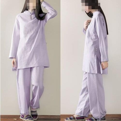 6colors bamboo cotton&linen suit yoga meditation spring&summer clothing lay women tai chi kung fu martial arts uniforms