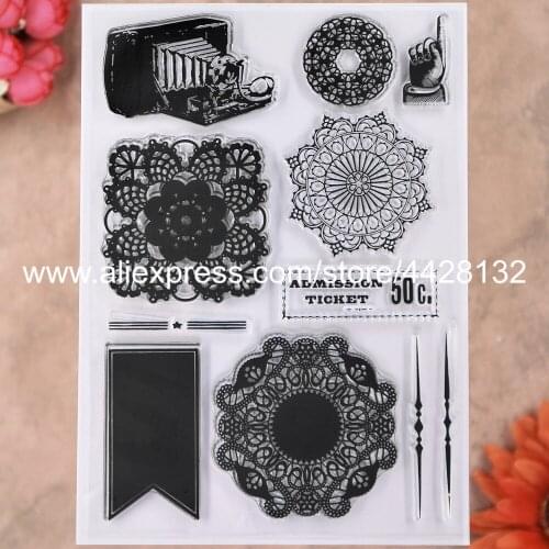 Lace ADMISSION TICHET Flowers Scrapbook photo cards rubber stamp clear stamp transparent stamp 21062407