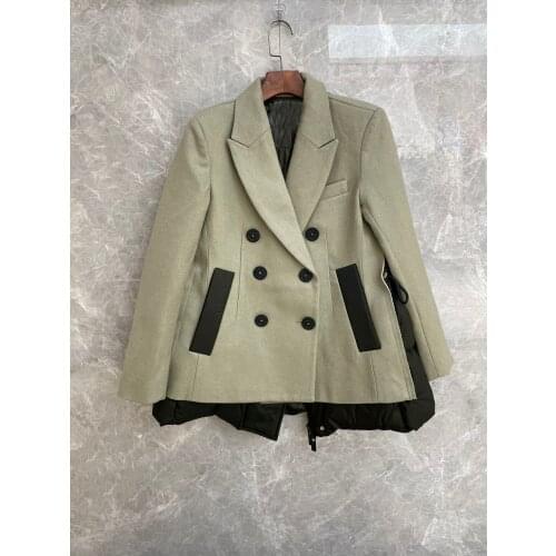 2021FW Autumn Winner Luxury High Quality Patchwork Loose Wool Jacket Coat For Female Casual Overcoat 2 Color Tutu