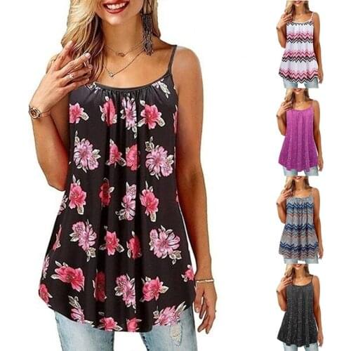 Women Boho Printed Tank Tops Sleeveless Vest Loose Summer Plus Size Bohemia S-6Xl T-Shirts Summer Beach Casual TShirt New