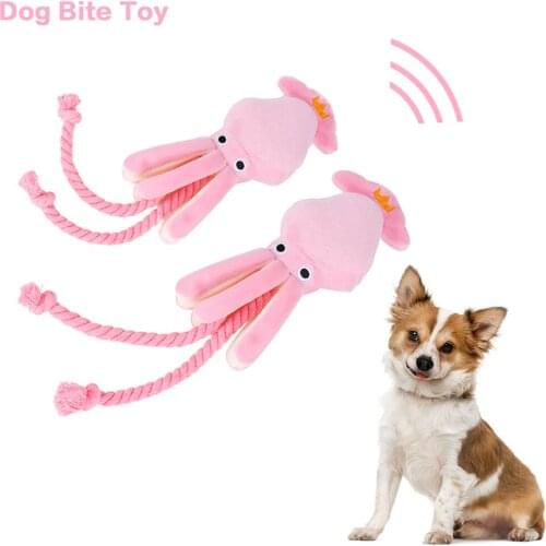 Cute Squid Pet Cat Dog Toy Octopus Cute BB Plush Pet Puppy Rope Toys Pink Chew Squeak Pet Cat Toys