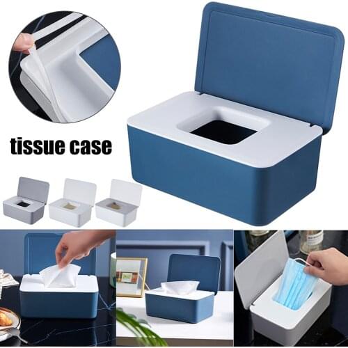 Multifunctional Dustproof Tissue Storage Box Case Wet Wipes Dispenser Holder with Lid for Face Cover