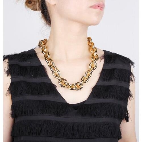 Fashion Big Circle Necklace For Women Elegant Twist Gold Color Chunky Thick Choker Chain Necklaces Punk Party Jewelry Decoration