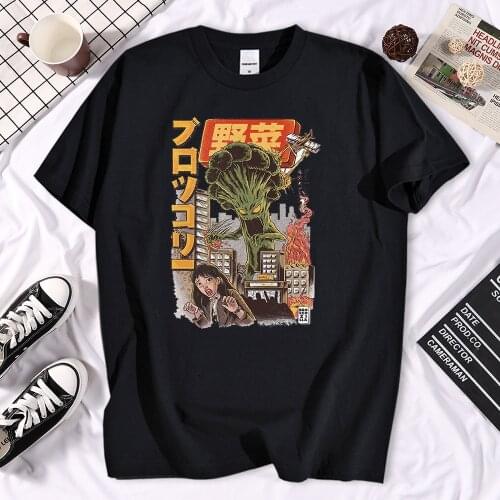 Funny Japanese Vegetable Monster Print T Shirt Men Japan Element T-shirt Mens High Quality Brand Harajuku Streetwear Tshirts