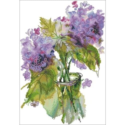 Watercolor bottle flower patterns Counted Cross Stitch 11CT 14CT 18CT DIYChinese Cross Stitch Kit Embroidery Needlework Sets