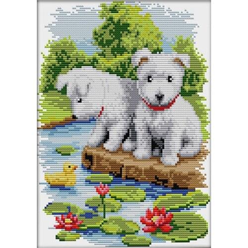 Patterned Cross Stitch Kits, Puppy Dogs Picture, Sewing for Adults, Children