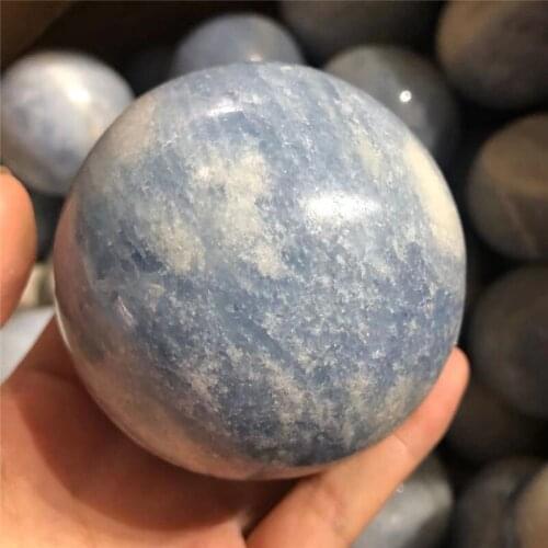 Natural Blue Celestite Ball Polished Globe Massaging Ball Reiki Healing Stone Home Decoration