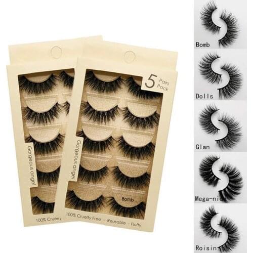 5pairs 3D mink lashes natural soft false eyelashes eye lash fake eyelash extension set wispy lashes makeup supplies tools beauty